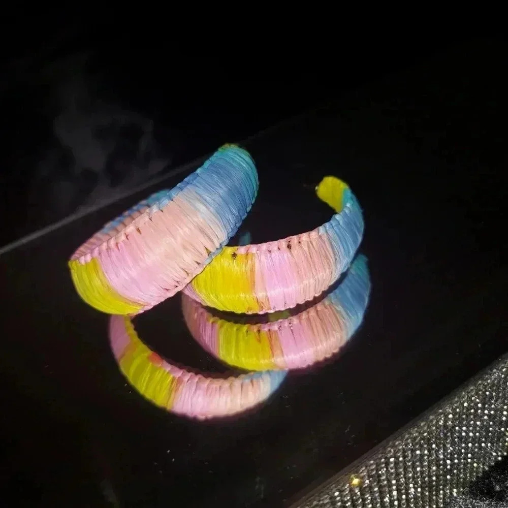 Rainbow colored hoop earring
